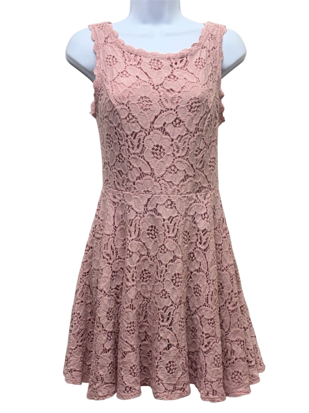 City Studio‎ Lace Overlay Fit & Flare Dress Junior's Size 5 in Blush Rose